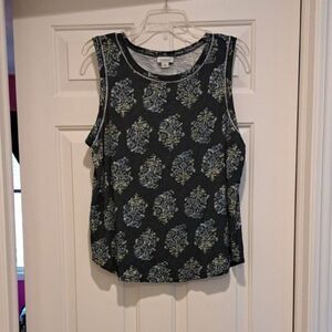Sundance Mollie Teal Pond Print Soft Knit Tank Top Sleeveless Cami Women's Large